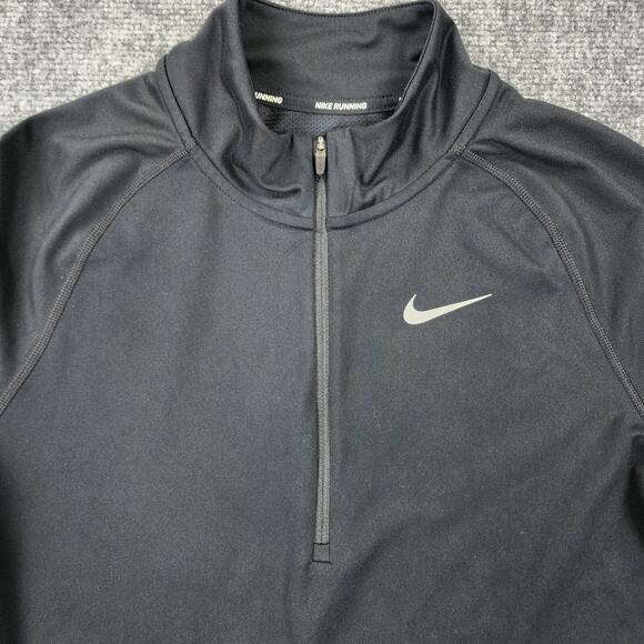 Nike Pullover Womens Medium Black 1/4 Zip Reflective Long Sleeve Thumb Active - Picture 10 of 16